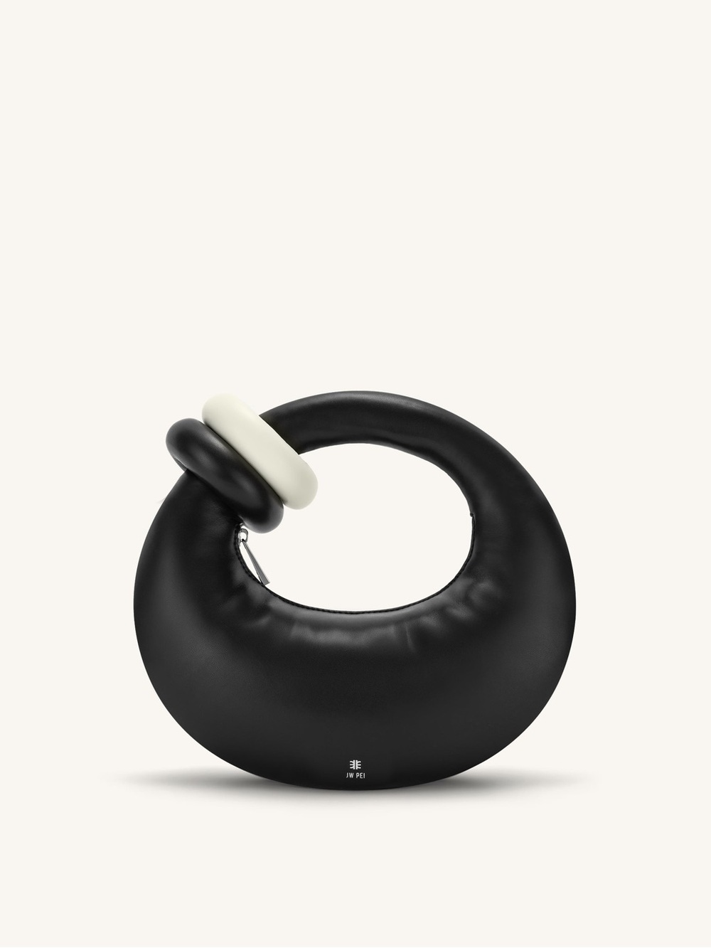 JW PEI-Black Handle Bag with Ivory Accent